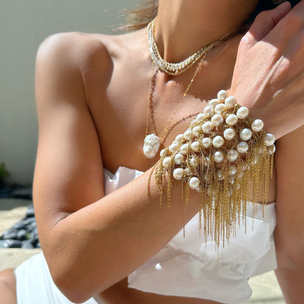 White Fringe 62" Necklace