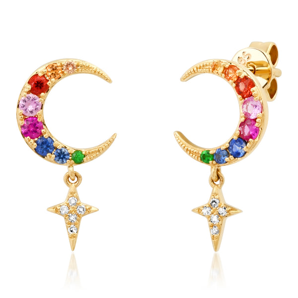 Rainbow Crescent Studs